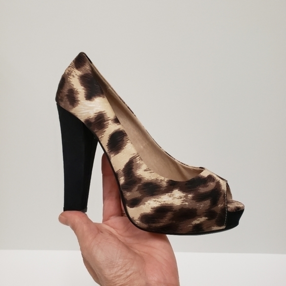 ROBERTO VIANNI Foxy Satin Leopard print hidden Platform high heels NWOT SZ 36 - Picture 4 of 12